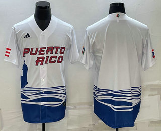 Mens Puerto Rico Baseball Blank White 2023 World Baseball Classic Stitched Jerseys